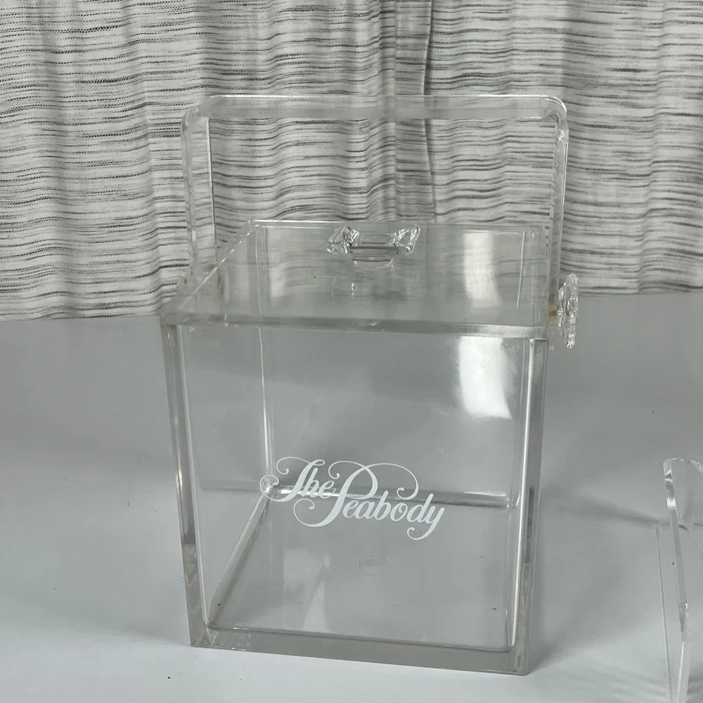 The Peabody Hotel Vintage Clear Acrylic Ice Bucket with Lid and Tongs Square MCM